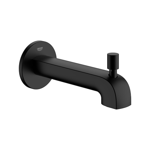 Defined Tub Spout W/Diverter Wall Mount, Black